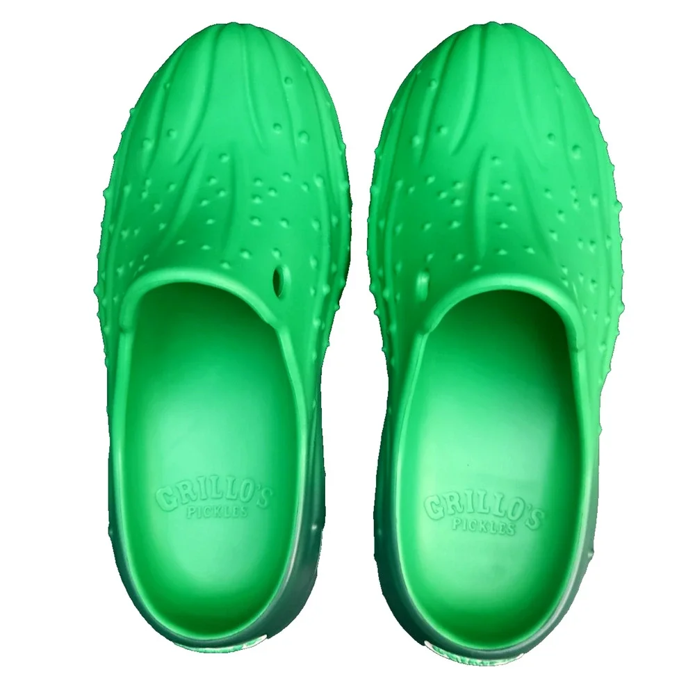 RARE GRILLO'S PICKLES — LIMITED-RELEASE PICKLE SLIDES-CLOGS